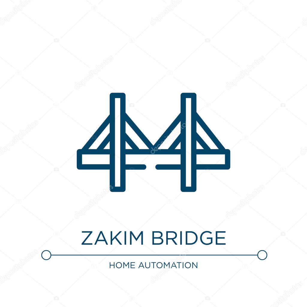 Zakim bridge icon. Linear vector illustration from linear monuments collection. Outline zakim bridge icon vector. Thin line symbol for use on web and mobile apps, logo, print media.