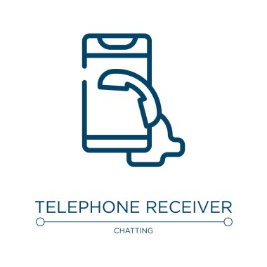 Telefon alıcısı simgesi. Akıllı telefon koleksiyonundan doğrusal vektör çizimi. Telefon alıcısı ikon vektörünü özetle. Web ve mobil uygulamalarda kullanmak için ince çizgi sembolü, logo, yazdırma ortamı.