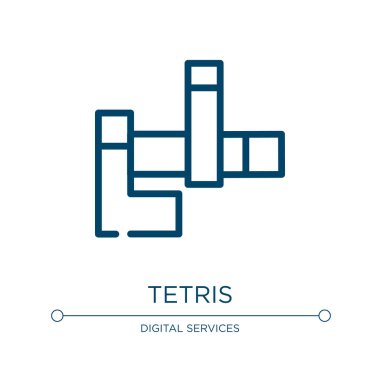 Tetris ikonu. İnek koleksiyonundan doğrusal vektör çizimi. Taslak tetris ikon vektörü. Web ve mobil uygulamalarda kullanmak için ince çizgi sembolü, logo, yazdırma ortamı.