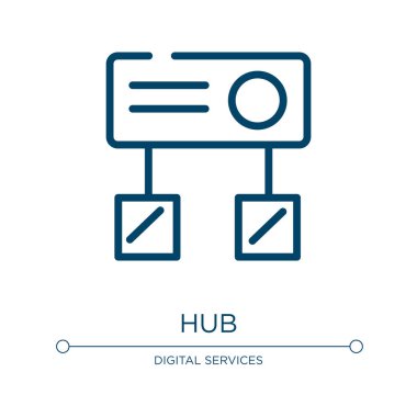 İnbot simgesi. Bilgisayar koleksiyonundan doğrusal vektör çizimi. Ana merkez simge vektörünü çizin. Web ve mobil uygulamalarda kullanmak için ince çizgi sembolü, logo, yazdırma ortamı.