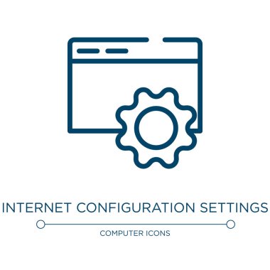 İnternet yapılandırma ayarları simgesi. Bulut hesaplama koleksiyonundan doğrusal vektör çizimi. Taslak internet yapılandırma ayarları simgesi vektörü. Web ve mobil uygulamalarda kullanmak için ince çizgi sembolü, 