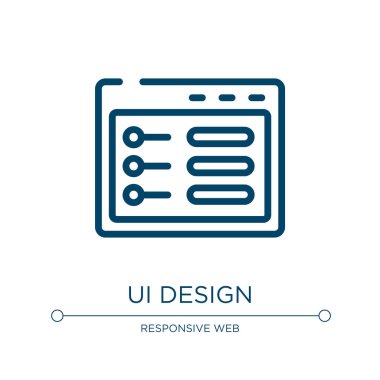 Ui tasarım ikonu. Programlama hattı koleksiyonundan doğrusal vektör çizimi. ui tasarım ikonu vektörü. Web ve mobil uygulamalarda kullanmak için ince çizgi sembolü, logo, yazdırma ortamı.