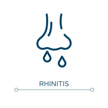 Rhinitis simgesi. Doğrusal vektör çizimi. Taslak rhinitis simge vektörü. Web ve mobil uygulamalarda kullanmak için ince çizgi sembolü, logo, yazdırma ortamı.