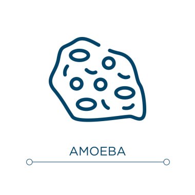 Amoeba simgesi. Doğrusal vektör çizimi. Ana hatlı amip simgesi vektörü. Web ve mobil uygulamalarda kullanmak için ince çizgi sembolü, logo, yazdırma ortamı.