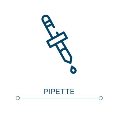 Pipette ikonu. Doğrusal vektör çizimi. Taslak pipet ikon vektörü. Web ve mobil uygulamalarda kullanmak için ince çizgi sembolü, logo, yazdırma ortamı.