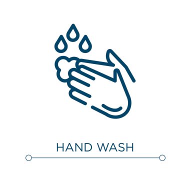 El yıkama ikonu. Doğrusal vektör çizimi. Taslak el yıkama ikonu vektörü. Web ve mobil uygulamalarda kullanmak için ince çizgi sembolü, logo, yazdırma ortamı.