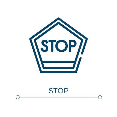 Simgeyi durdur. Doğrusal vektör çizimi. Taslak durdurma simgesi vektörü. Web ve mobil uygulamalarda kullanmak için ince çizgi sembolü, logo, yazdırma ortamı.