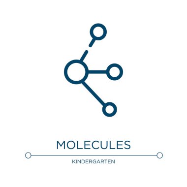Molekül ikonu. Kimya koleksiyonundan doğrusal vektör çizimi. Taslak molekül ikon vektörü. Web ve mobil uygulamalarda kullanmak için ince çizgi sembolü, logo, yazdırma ortamı.