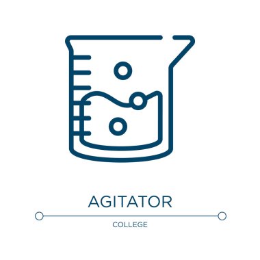 Kışkırtıcı simgesi. Laboratuvar koleksiyonundan doğrusal vektör çizimi. Taslak ajitatör simge vektörü. Web ve mobil uygulamalarda kullanmak için ince çizgi sembolü, logo, yazdırma ortamı.
