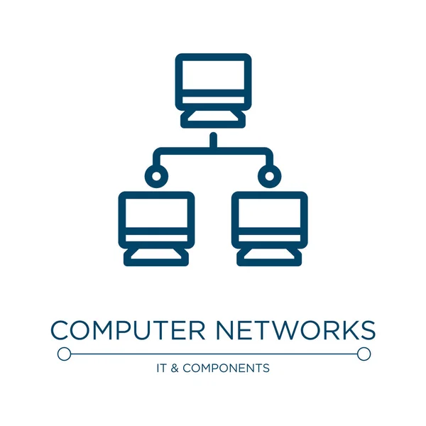 Számítógépes Hálózati Ikon Lineáris Vektor Illusztráció Számítógépes Funkciók Gyűjteményéből Számítógépes — Stock Vector