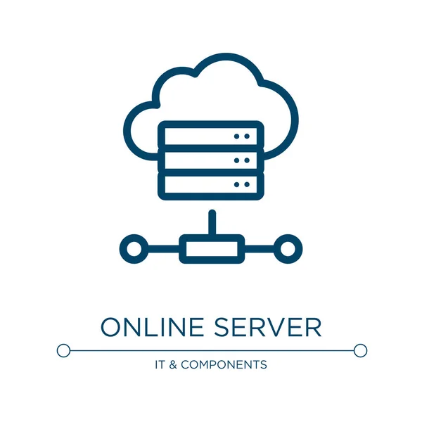 Иконка Онлайн Сервера Линейная Векторная Иллюстрация Коллекции Сети Базы Данных — стоковый вектор
