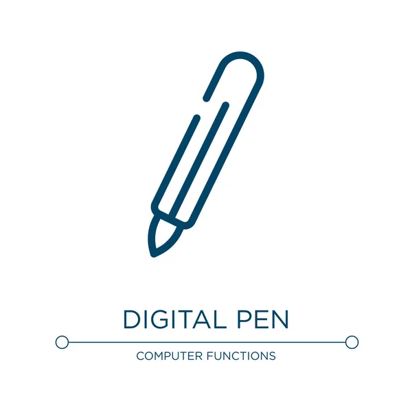 Digitale Pen Icoon Lineaire Vectorillustratie Uit Verzameling Computerfuncties Schets Digitale — Stockvector