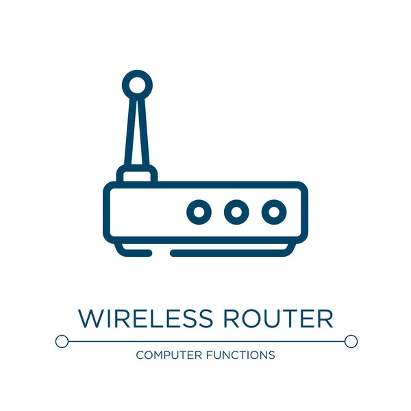 Wireless Router Icon Linear Vector Illustration Network Architecture Collection Outline — Stock Vector