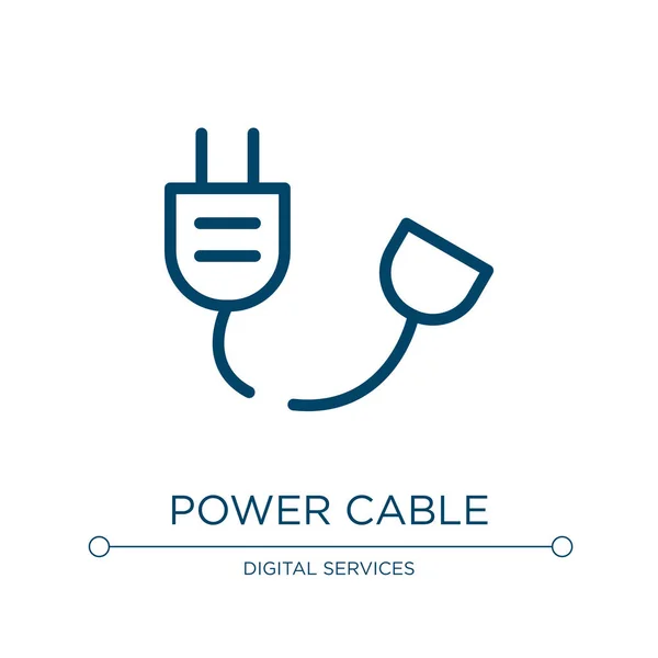 Power Cable Icon Linear Vector Illustration Information Technology Collection Outline — Stock Vector