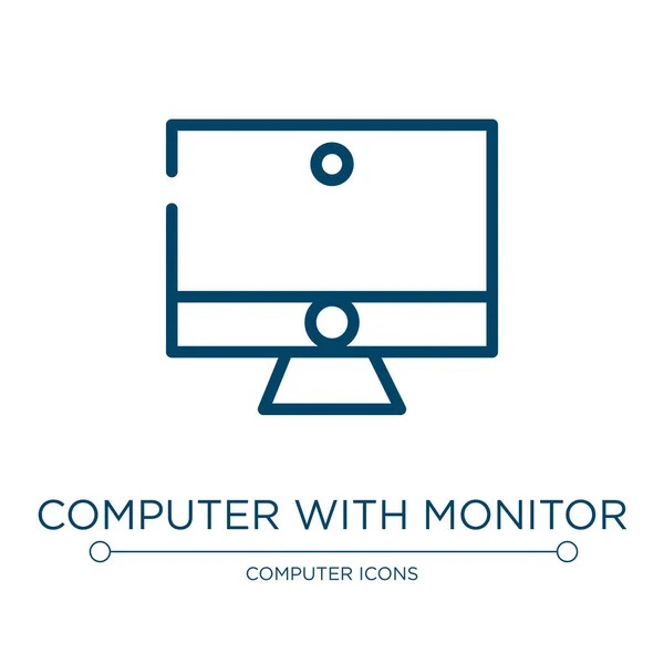 Computador Com Ícone Monitor Ilustração Vetorial Linear Coleção Tela Moderna —  Vetores de Stock