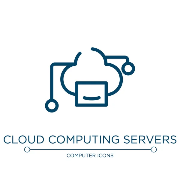 Cloud Computing Servers Icon Linear Vector Illustration Cloud Computing Collection — Stock Vector