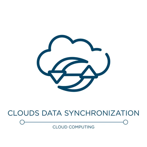 Clouds Data Synchronization Icon Linear Vector Illustration Cloud Computing Collection — Stock Vector