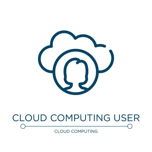 Cloud Computing User Icon Linear Vector Illustration Cloud Computing Collection — Stock Vector