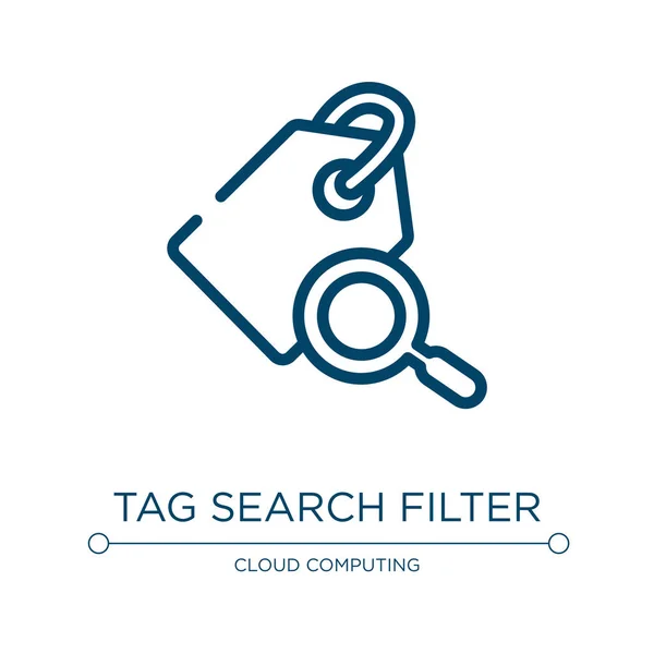 Tag Search Filter Icon Linear Vector Illustration Computer Media Collection — Stock Vector