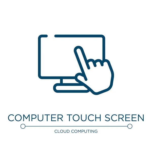 Computer Touch Screen Icon Linear Vector Illustration Computer Media Collection — Stock Vector