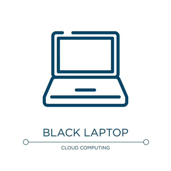 Black Laptop Icon Linear Vector Illustration Material Devices Collection Outline — Stock Vector