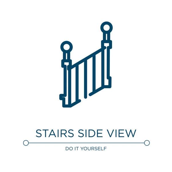 Escadas Ícone Vista Lateral Ilustração Vetorial Linear Fazê Você Mesmo — Vetor de Stock