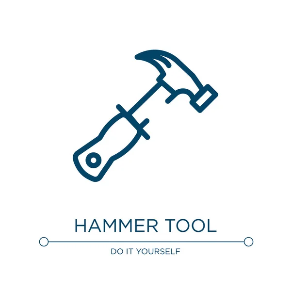 Hammer Tool Icon Linear Vector Illustration Work Tools Collection Outline — Stock Vector