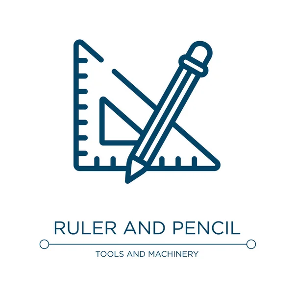 尺子和铅笔图标 直线矢量图解从施工线路工艺收集 轮廓标尺和铅笔图标向量 用于网络和移动应用程序 印刷媒体的细线符号 — 图库矢量图片