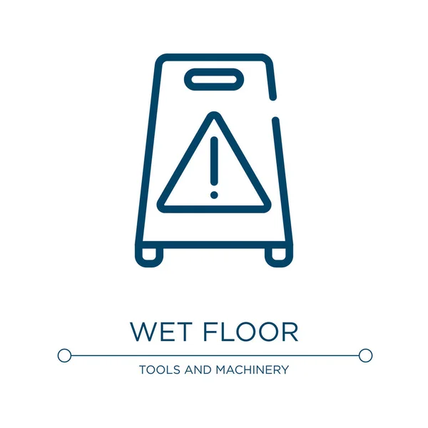 ぬれた床のアイコン ハウスキーピングコレクションからリニアベクトルイラスト 概要ぬれた床のアイコンベクトル Webやモバイルアプリ 印刷メディアで使用するための細い線のシンボル — ストックベクタ