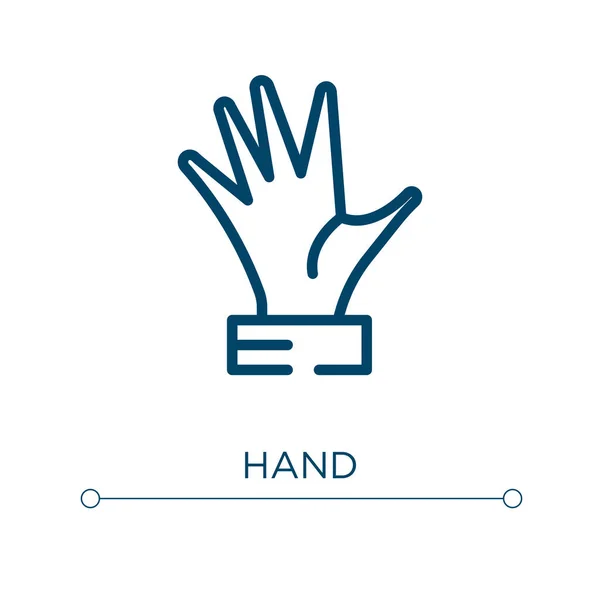 Значок Руки Линейная Векторная Иллюстрация Вектор Значка Контура Руки Тонкая — стоковый вектор
