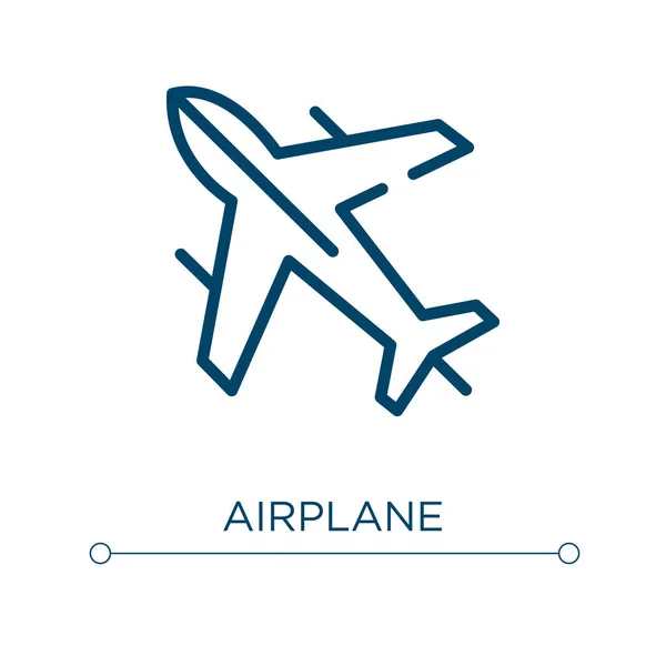 Ícone Avião Ilustração Vetorial Linear Descreva Vetor Ícone Avião Símbolo —  Vetores de Stock