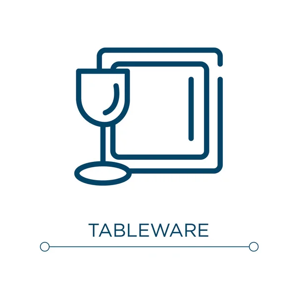 Tableware Icon Linear Vector Illustration Outline Tableware Icon Vector Thin — Stock Vector