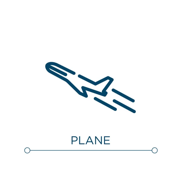 Ícone Avião Ilustração Vetorial Linear Esboço Vetor Ícone Plano Símbolo — Vetor de Stock