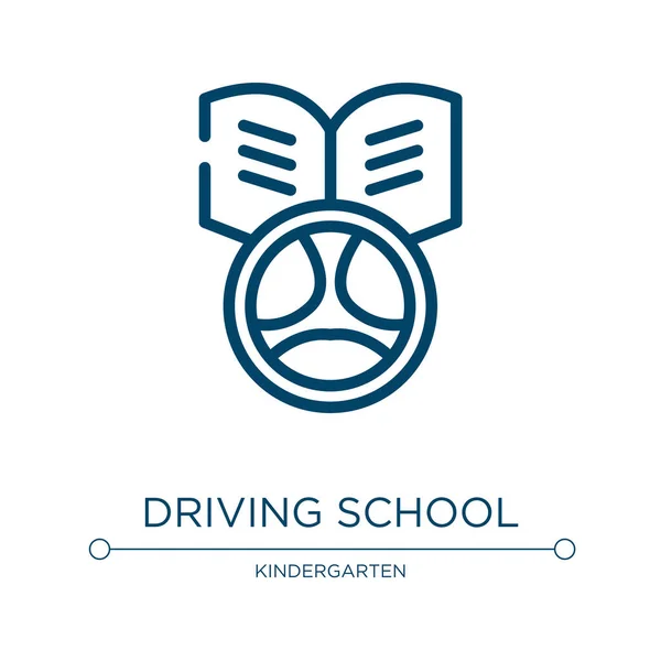 Driving School Icon Linear Vector Illustration Driving School Collection Outline — Stock Vector