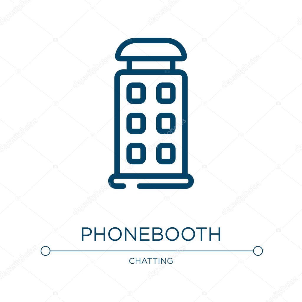 Phonebooth icon. Linear vector illustration from history of phones collection. Outline phonebooth icon vector. Thin line symbol for use on web and mobile apps, logo, print media.