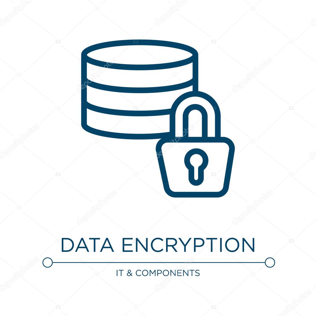 Data encryption icon. Linear vector illustration from cyber security collection. Outline data encryption icon vector. Thin line symbol for use on web and mobile apps, logo, print media.