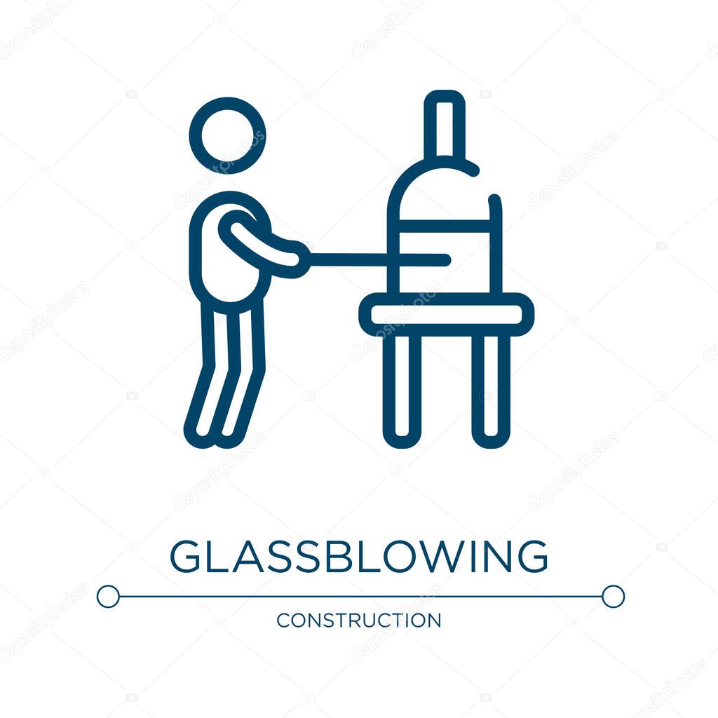 Glassblowing icon. Linear vector illustration from mining and crafting collection. Outline glassblowing icon vector. Thin line symbol for use on web and mobile apps, logo, print media.