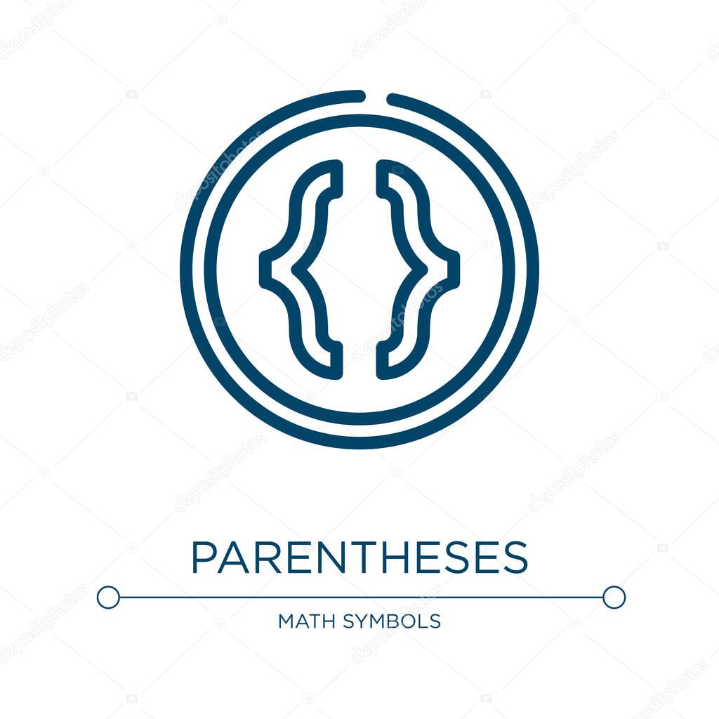 Parentheses icon. Linear vector illustration from math symbols collection. Outline parentheses icon vector. Thin line symbol for use on web and mobile apps, logo, print media.