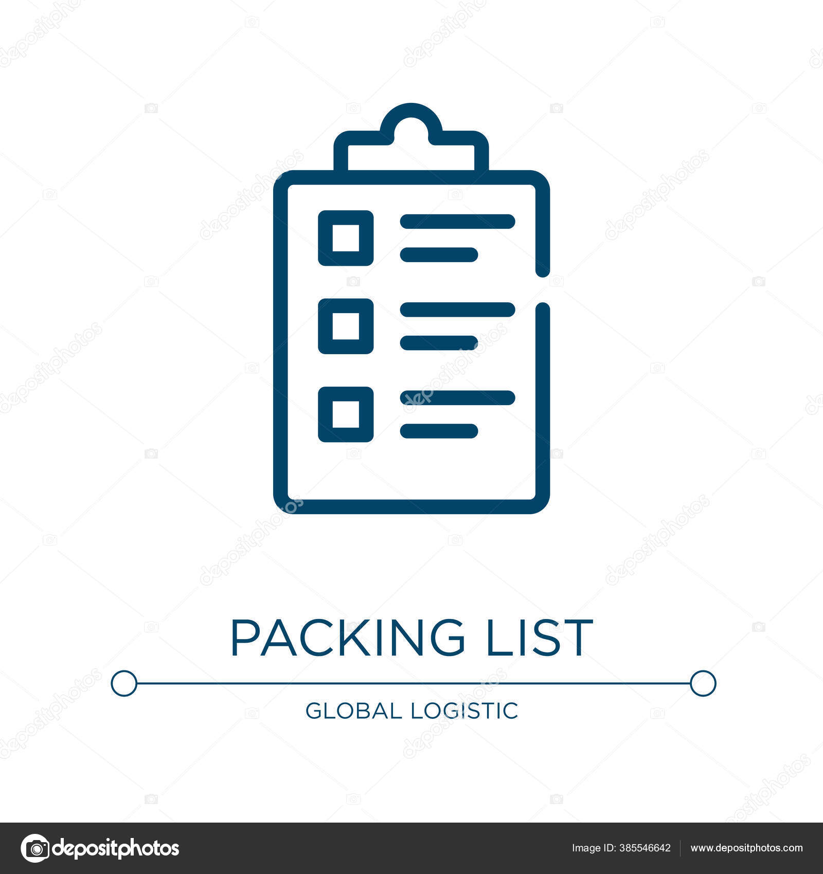 Packing List Icon Linear Vector Illustration Delivery Collection Outline  Packing Stock Vector by ©vectorstockdesign 385546642, image size:1600x1700