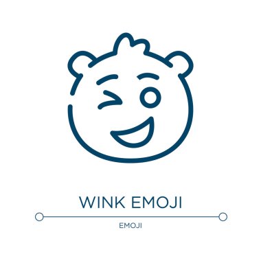 Göz kırp emoji ikonu. Emoji koleksiyonundan doğrusal vektör çizimi. Anahat göz kırpan emoji ikon vektörü. Web ve mobil uygulamalarda kullanmak için ince çizgi sembolü, logo, yazdırma ortamı.
