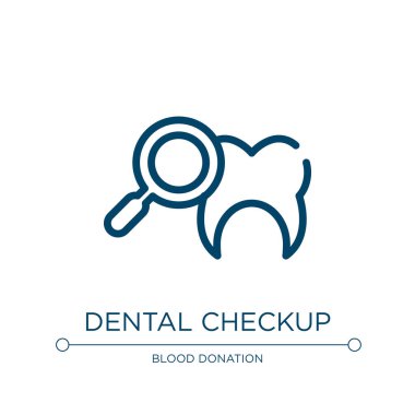 Diş kontrolü simgesi. Diş bakımı koleksiyonundan doğrusal vektör çizimi. Ana hatlı diş kontrol ikonu vektörü. Web ve mobil uygulamalarda kullanmak için ince çizgi sembolü, logo, yazdırma ortamı.