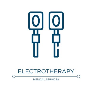 Elektroterapi ikonu. Terapi koleksiyonundan doğrusal vektör çizimi. Taslak elektroterapi ikon vektörü. Web ve mobil uygulamalarda kullanmak için ince çizgi sembolü, logo, yazdırma ortamı.