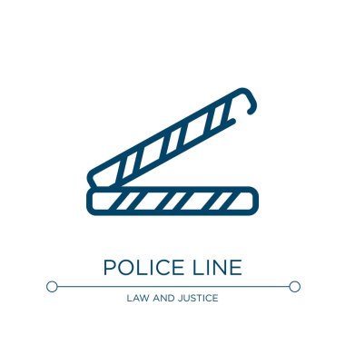 Polis hattı ikonu. Hukuk ve adalet koleksiyonundan doğrusal vektör çizimi. Polis çizgisi ikon vektörünü özetle. Web ve mobil uygulamalarda kullanmak için ince çizgi sembolü, logo, yazdırma ortamı.