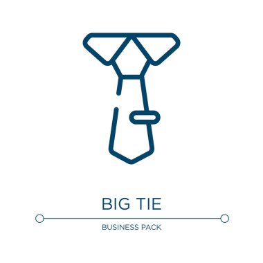 Büyük kravat ikonu. İş ve finans koleksiyonundan doğrusal vektör çizimi. Ana hatlı büyük kravat ikonu vektörü. Web ve mobil uygulamalarda kullanmak için ince çizgi sembolü, logo, yazdırma ortamı.