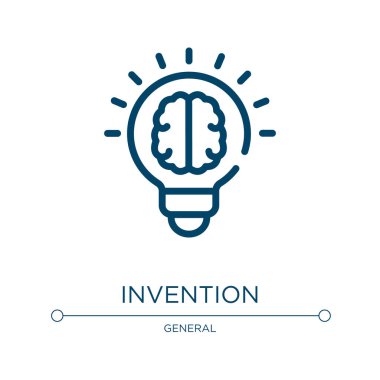 İcat ikonu. Genel koleksiyondan doğrusal vektör çizimi. Taslak icat simgesi vektörü. Web ve mobil uygulamalarda kullanmak için ince çizgi sembolü, logo, yazdırma ortamı.