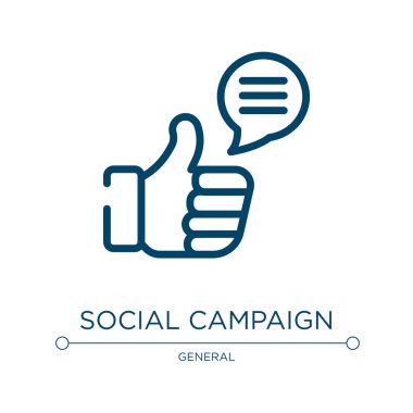 Sosyal kampanya ikonu. Genel koleksiyondan doğrusal vektör çizimi. Sosyal kampanya ikon vektörünü özetle. Web ve mobil uygulamalarda kullanmak için ince çizgi sembolü, logo, yazdırma ortamı.