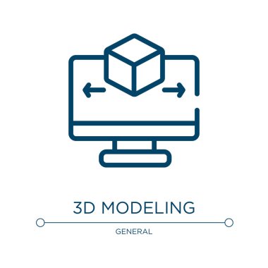 3D model ikonu. Genel koleksiyondan doğrusal vektör çizimi. 3D taslak model ikon vektörü. Web ve mobil uygulamalarda kullanmak için ince çizgi sembolü, logo, yazdırma ortamı.