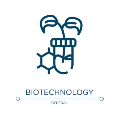 Biyoteknoloji ikonu. Genel koleksiyondan doğrusal vektör çizimi. Taslak biyoteknoloji ikon vektörü. Web ve mobil uygulamalarda kullanmak için ince çizgi sembolü, logo, yazdırma ortamı.