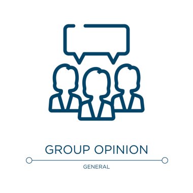 Grup fikir ikonu. Genel koleksiyondan doğrusal vektör çizimi. Özet grup fikir ikonu vektörü. Web ve mobil uygulamalarda kullanmak için ince çizgi sembolü, logo, yazdırma ortamı.