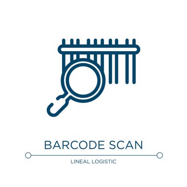 Barkod tarama simgesi. Lineal lojistik koleksiyonundan doğrusal vektör çizimi. Taslak barkod tarama simgesi vektörü. Web ve mobil uygulamalarda kullanmak için ince çizgi sembolü, logo, yazdırma ortamı.